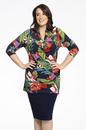 top DOLCE van travelstof donkerblauw/groen/rood