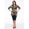 YOEK top DOLCE van travelstof donkerblauw/groen/rood