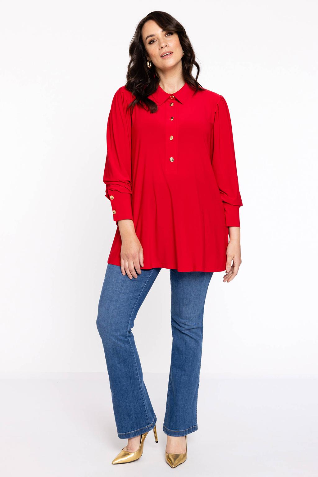 YOEK top DOLCE van travelstof rood