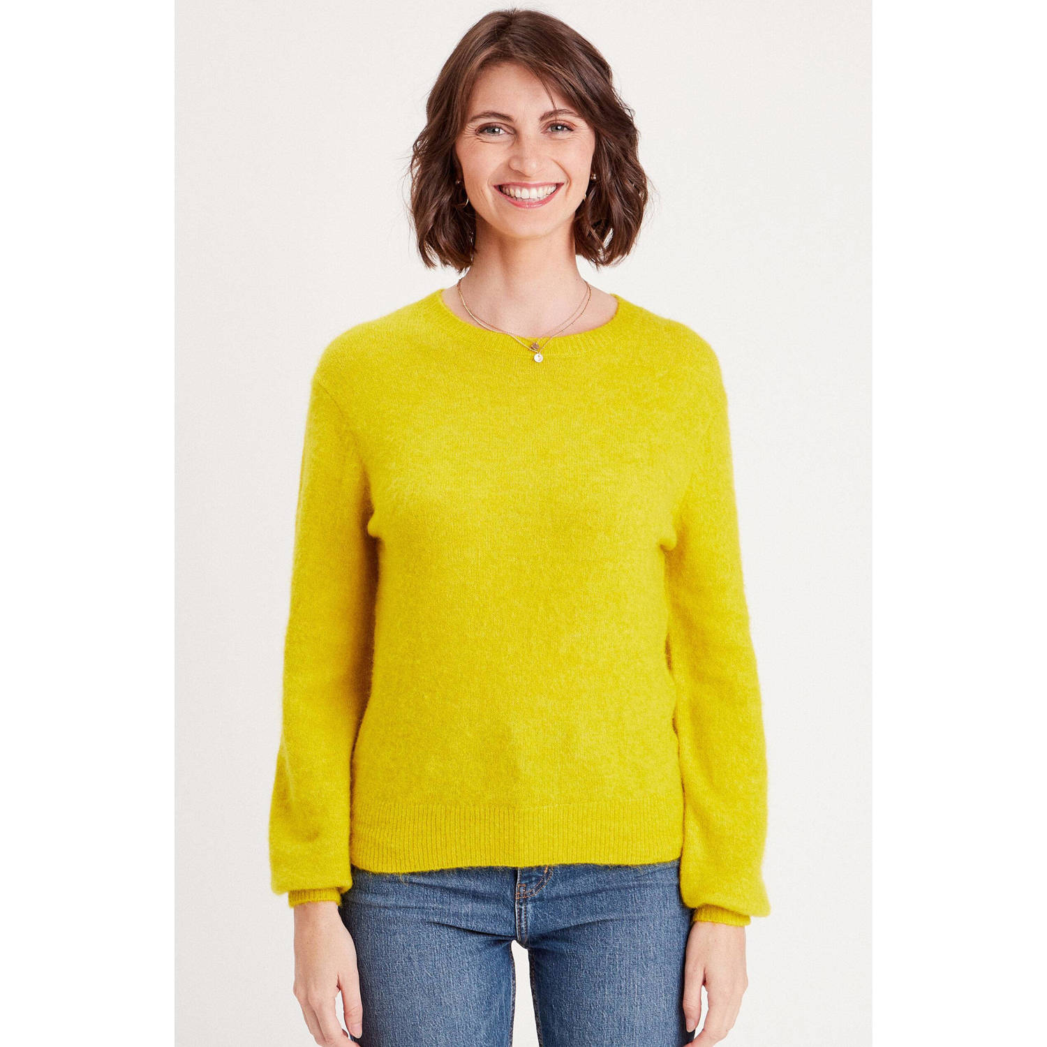Cache fijngebreide trui met wol geel