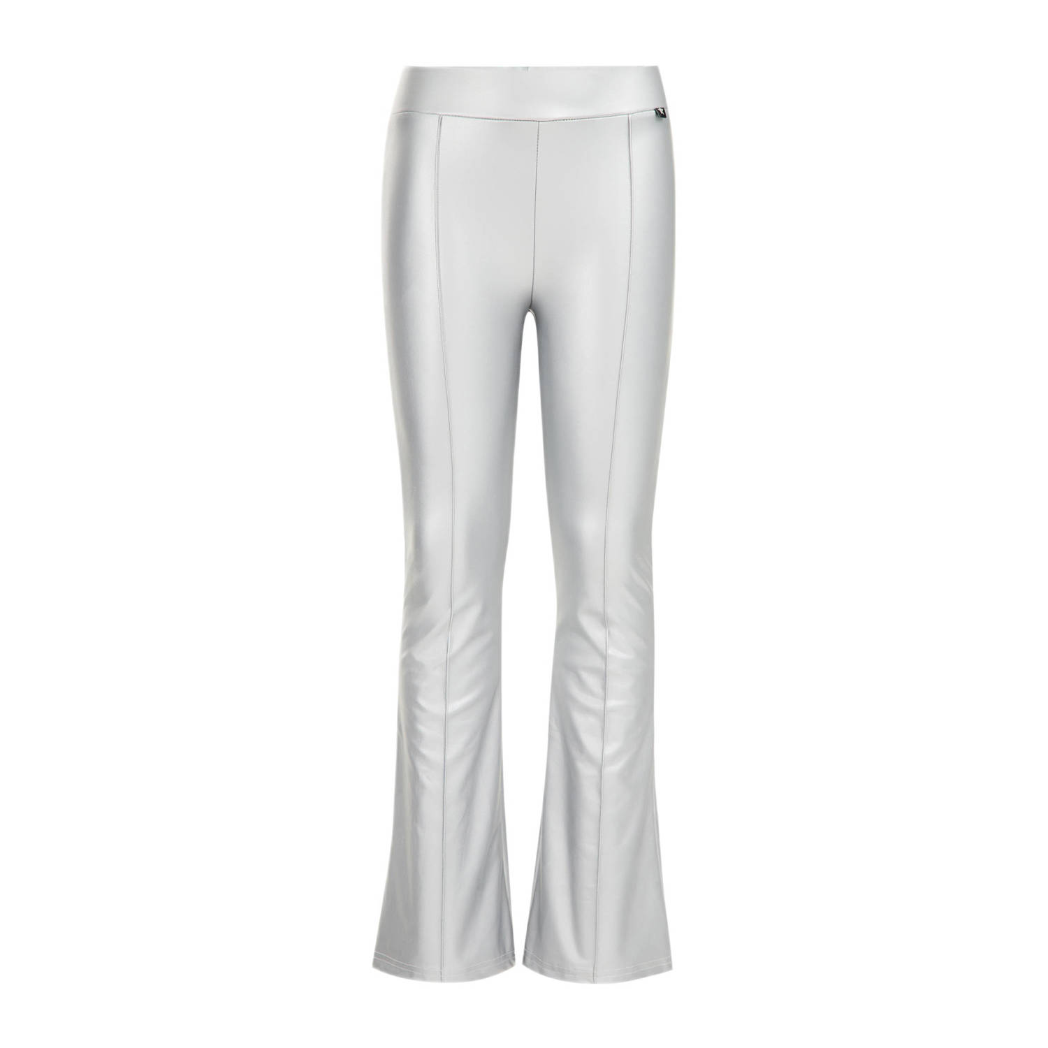 WE Fashion metallic flared broek zilver