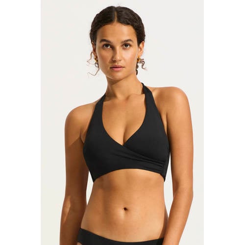 Seafolly voorgevormde halter bikinitop E-cup zwart afbeelding