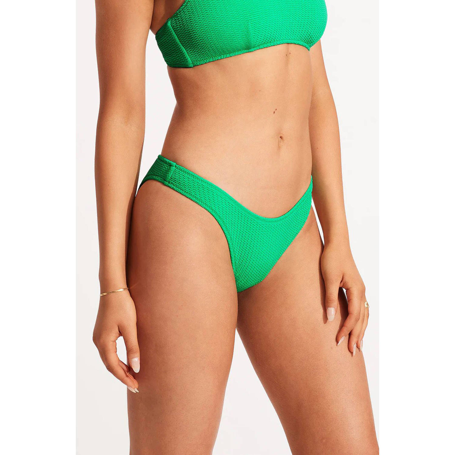 Seafolly Sea Dive high leg bikinibroekje met textuur groen