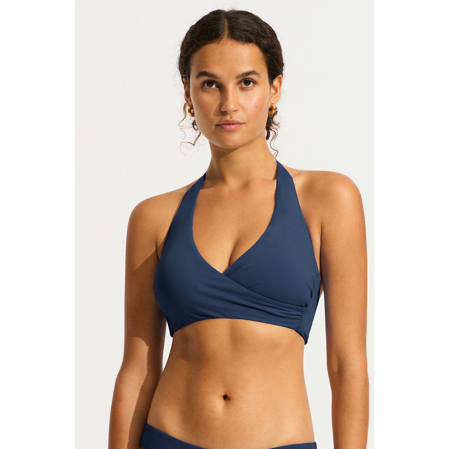 Seafolly voorgevormde halter bikinitop E-cup donkerblauw