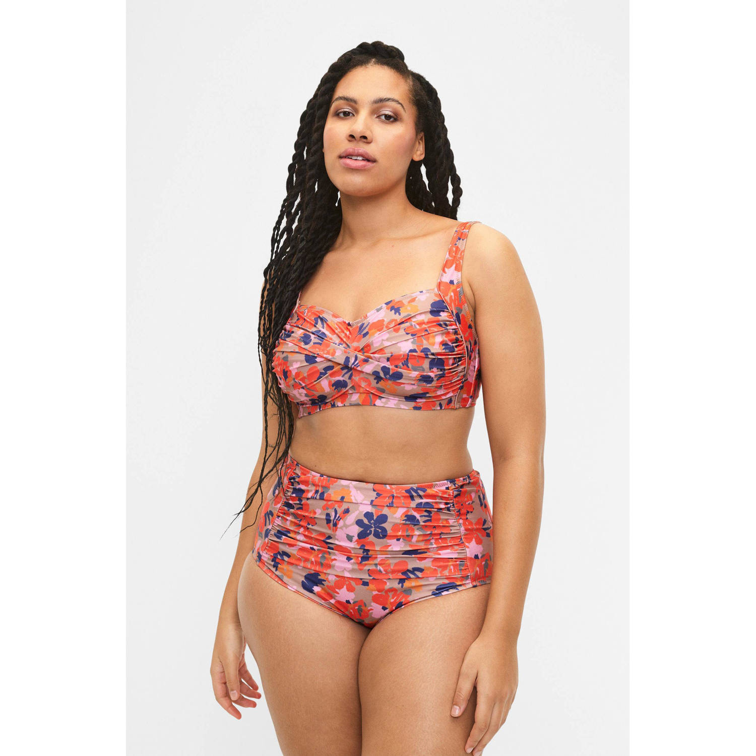 Zizzi high waist bikinibroekje STELLA beige roze blauw