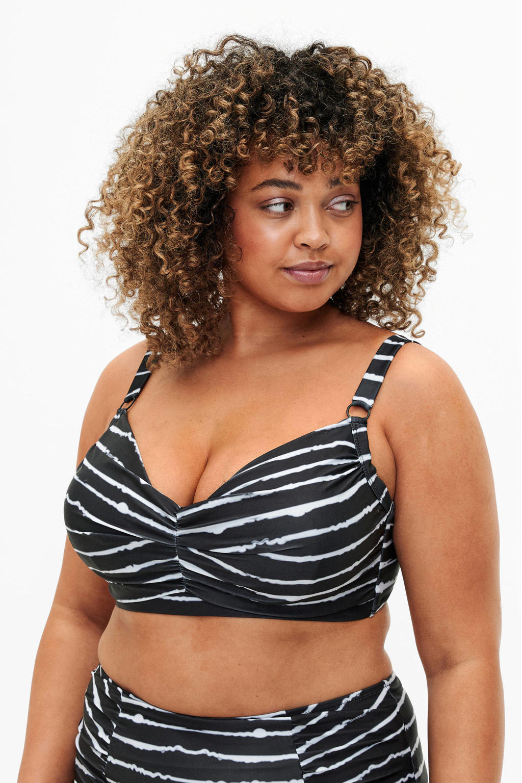 Zizzi voorgevormde beugel bikinitop STANIA zwart/wit