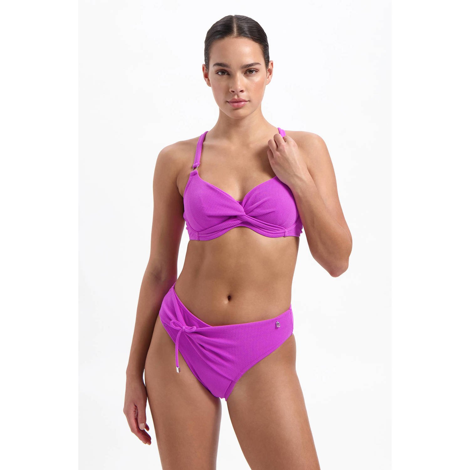 Beachlife bikinibroekje met ribstructuur paars