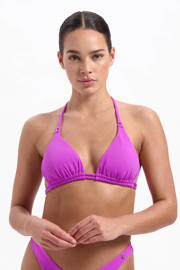 thumbnail: Beachlife voorgevormde triangel bikinitop met ribstructuur paars