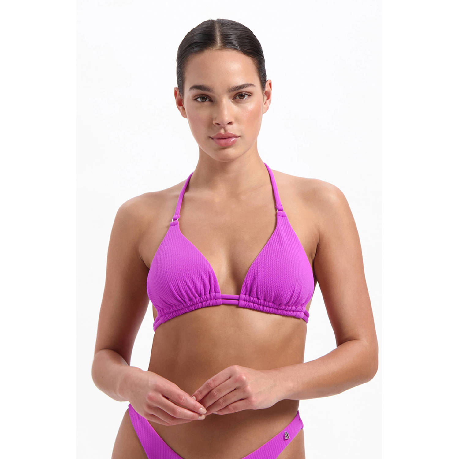Beachlife voorgevormde triangel bikinitop met ribstructuur paars
