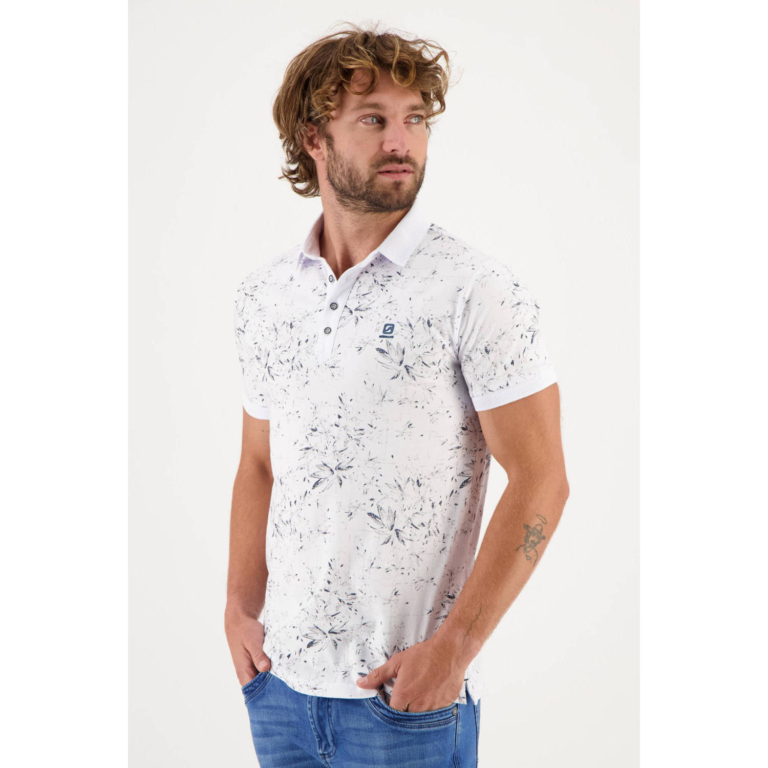 GABBIANO polo met all over print white