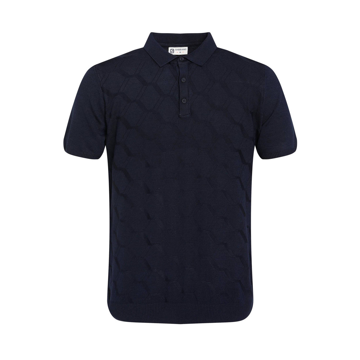 GABBIANO gebreide polo met all over print navy