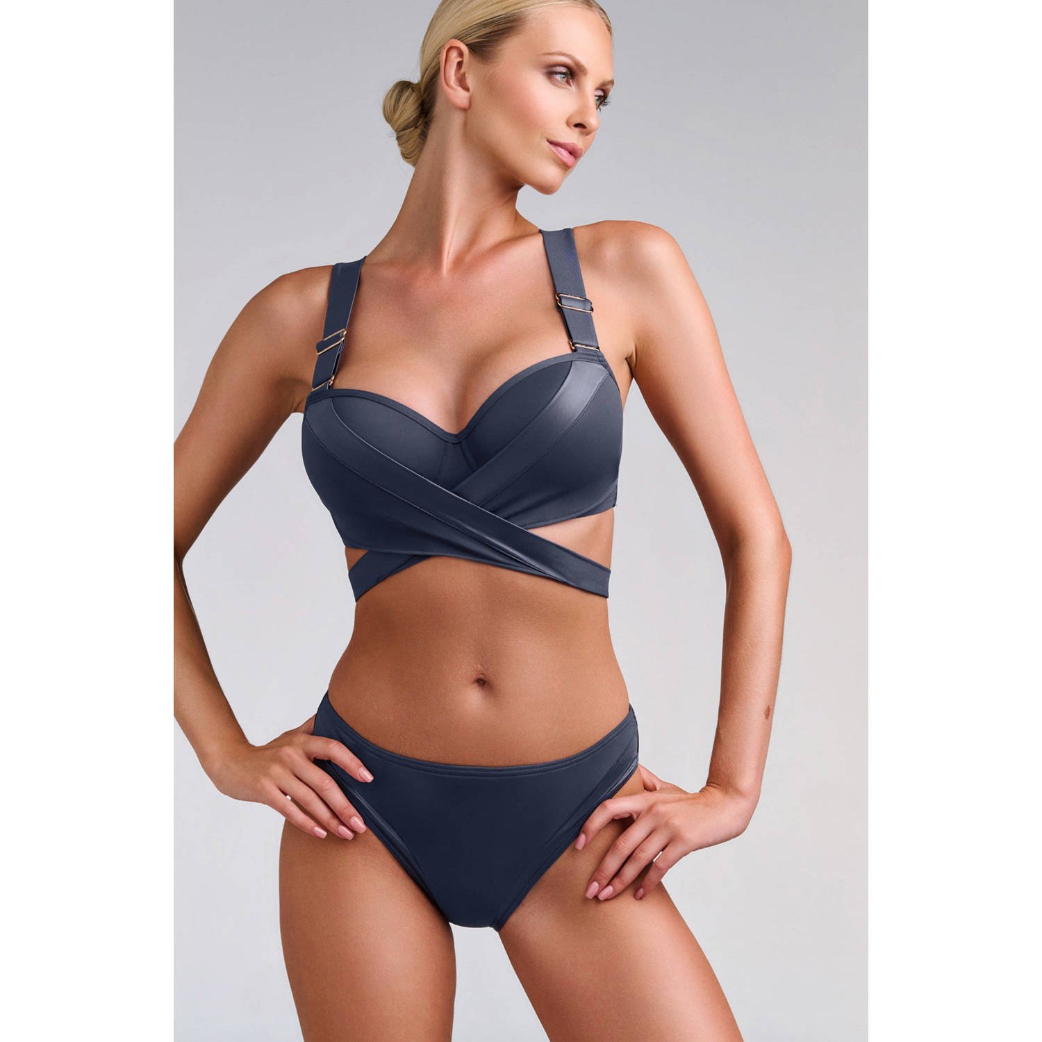 Marlies Dekkers cache coeur 5 cm bikini slip steel grey