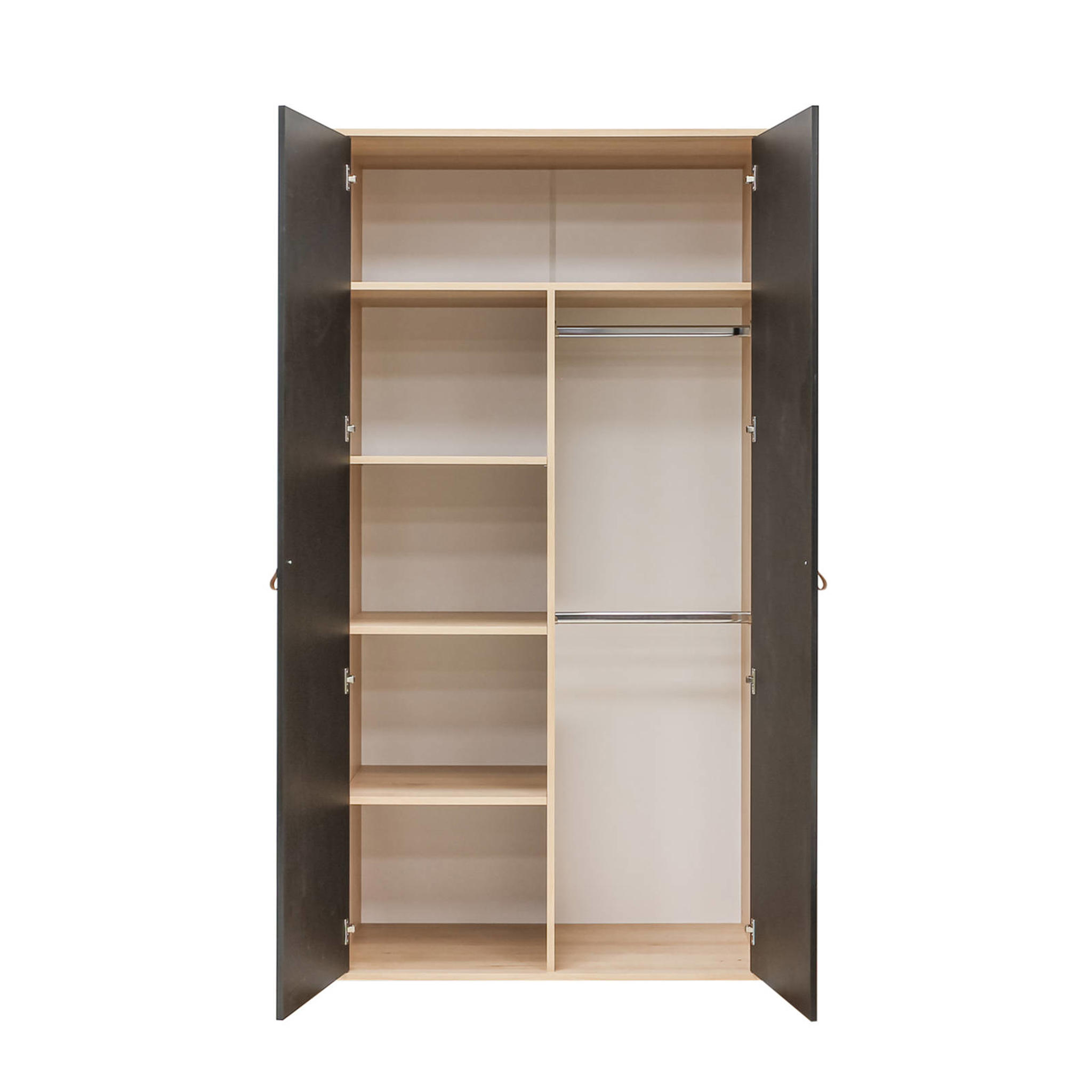 Bopita 2-deurskast Lucas Mat Zwart/Naturel - Afbeelding 3