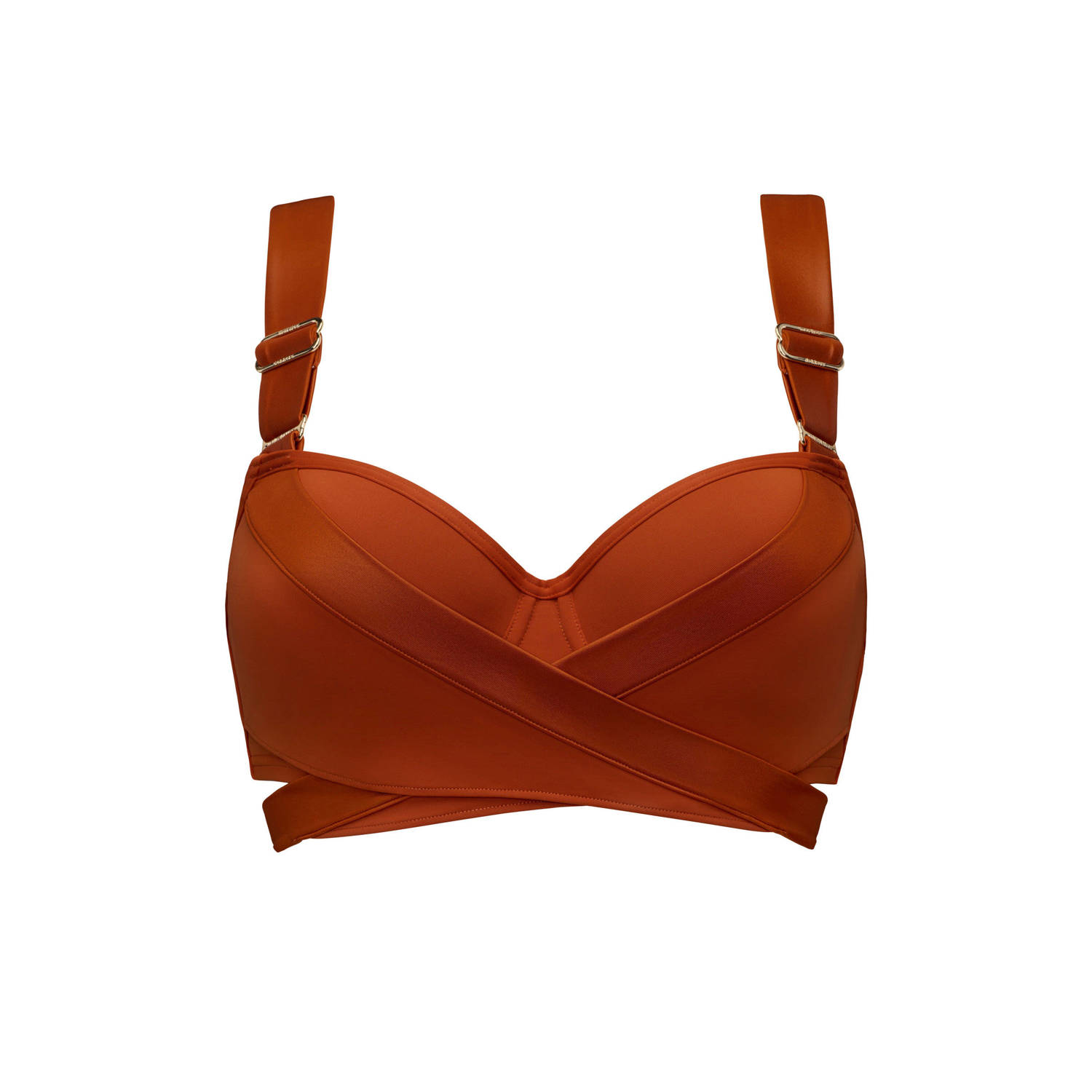 Marlies Dekkers cache coeur plunge balconette bikini top wired padded burnt orange
