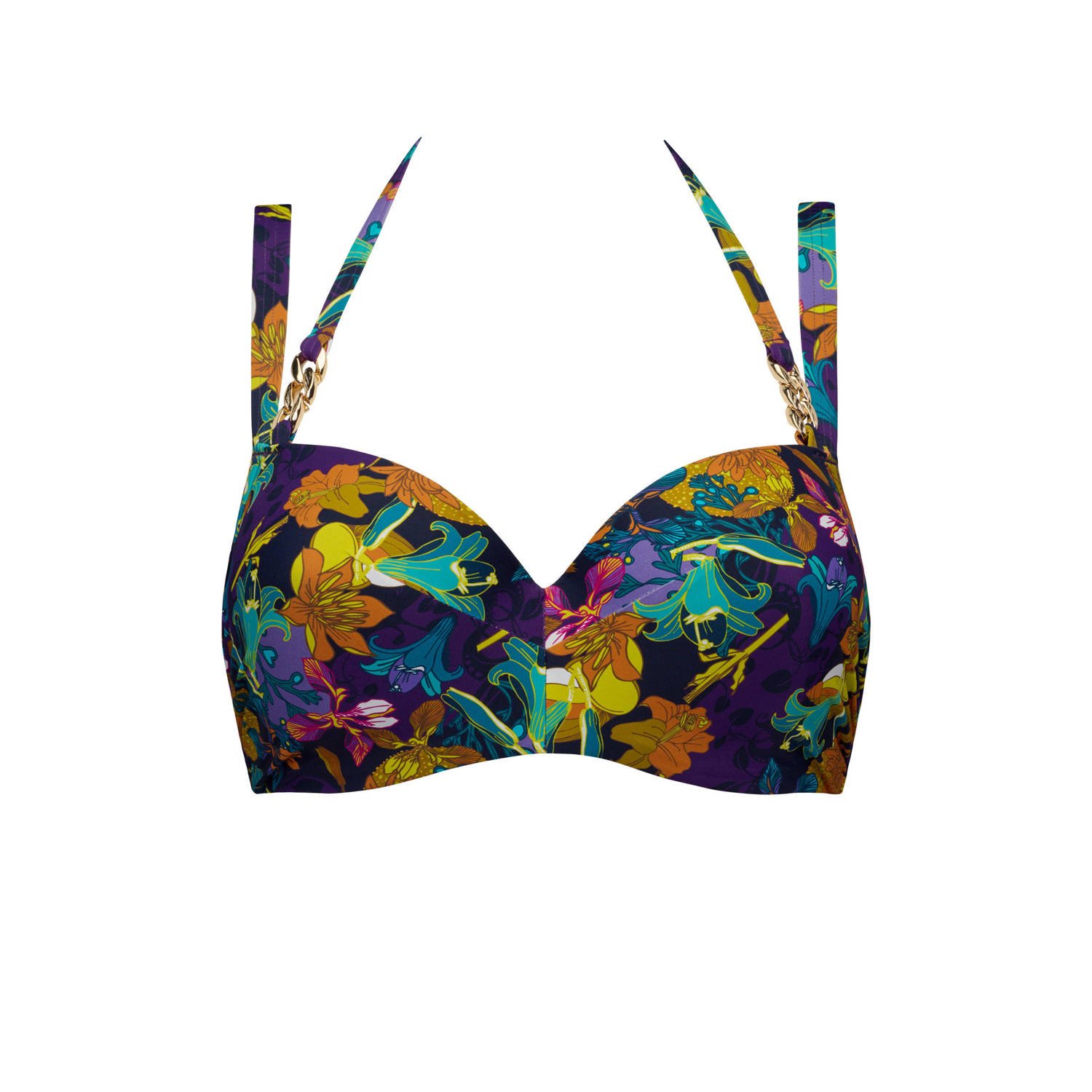 marlies dekkers voorgevormde beugel bikinitop Acapulco paars oker groen