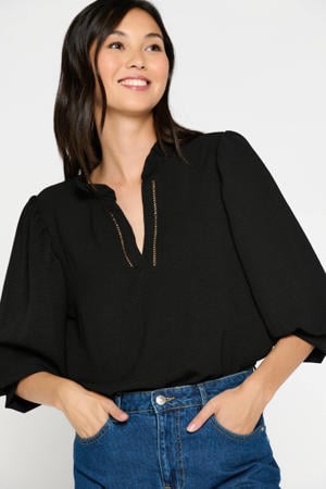 blousetop met open detail zwart