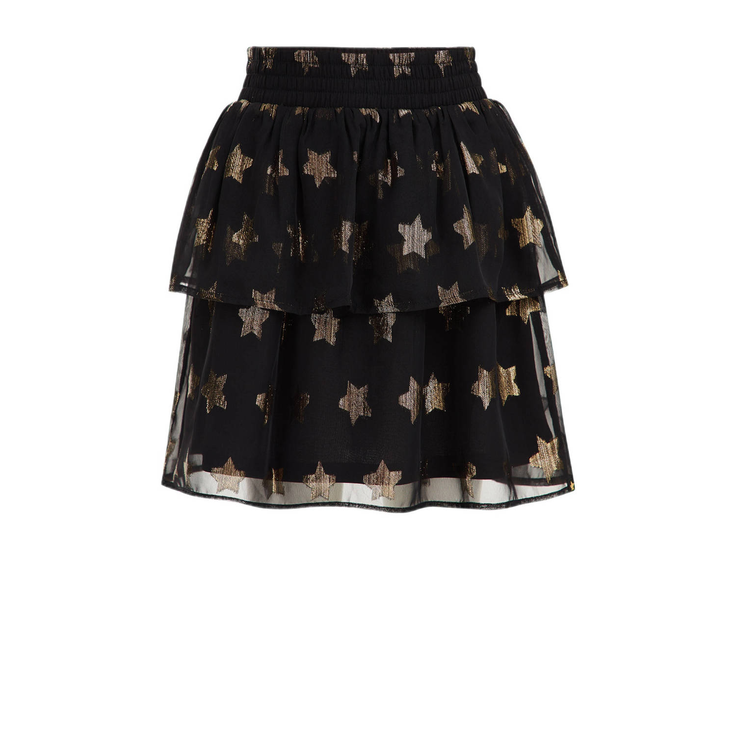 WE Fashion rok met all over print zwart goud Meisjes Polyester All over print 110 116