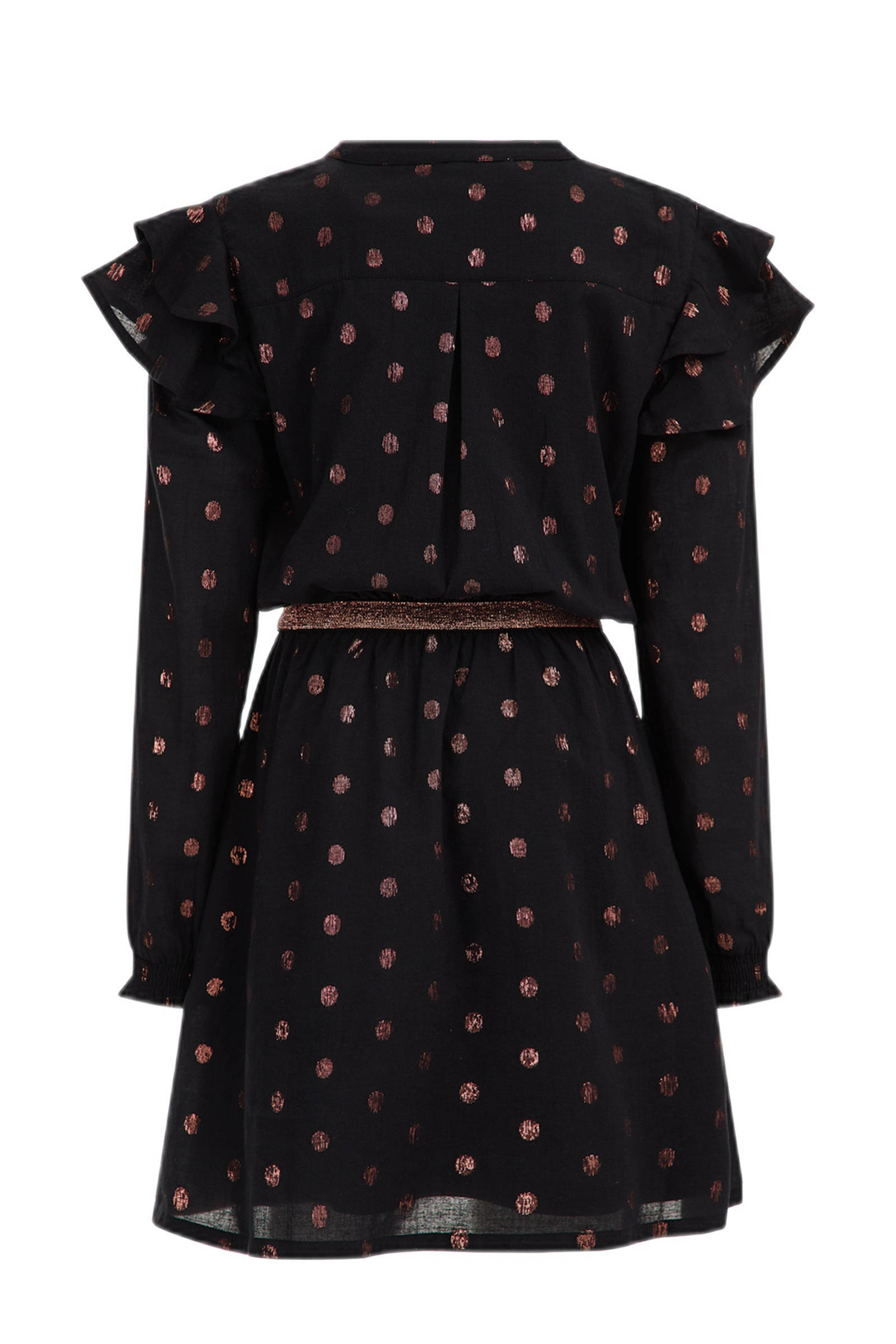 Wantonfy Ongedwongen zomerjurk voor dames, lange jurk, V-hals, stippen, ruches, A-lijn, strandjurk voor in de zon, Diep Rood, M