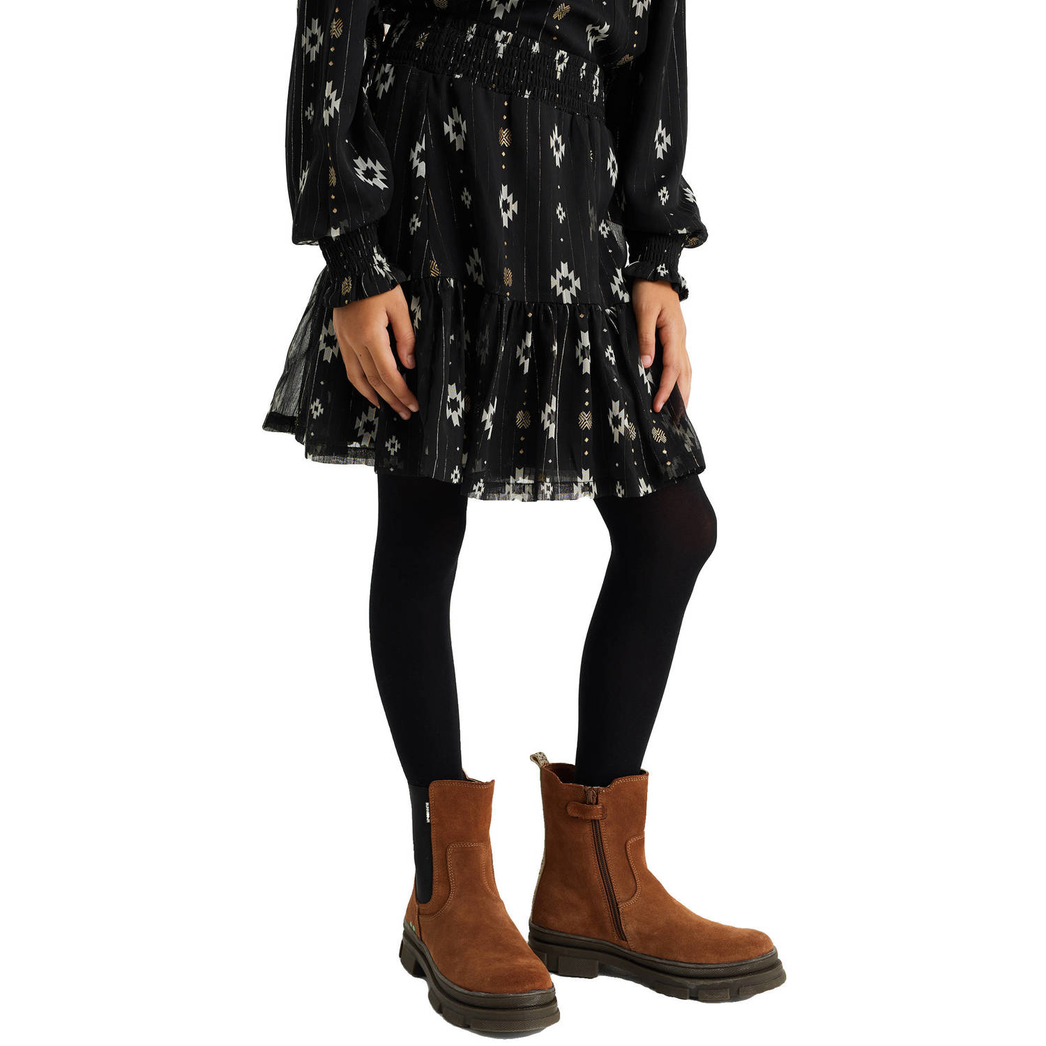 WE Fashion rok met all over print zwart Meisjes Polyester All over print 110 116