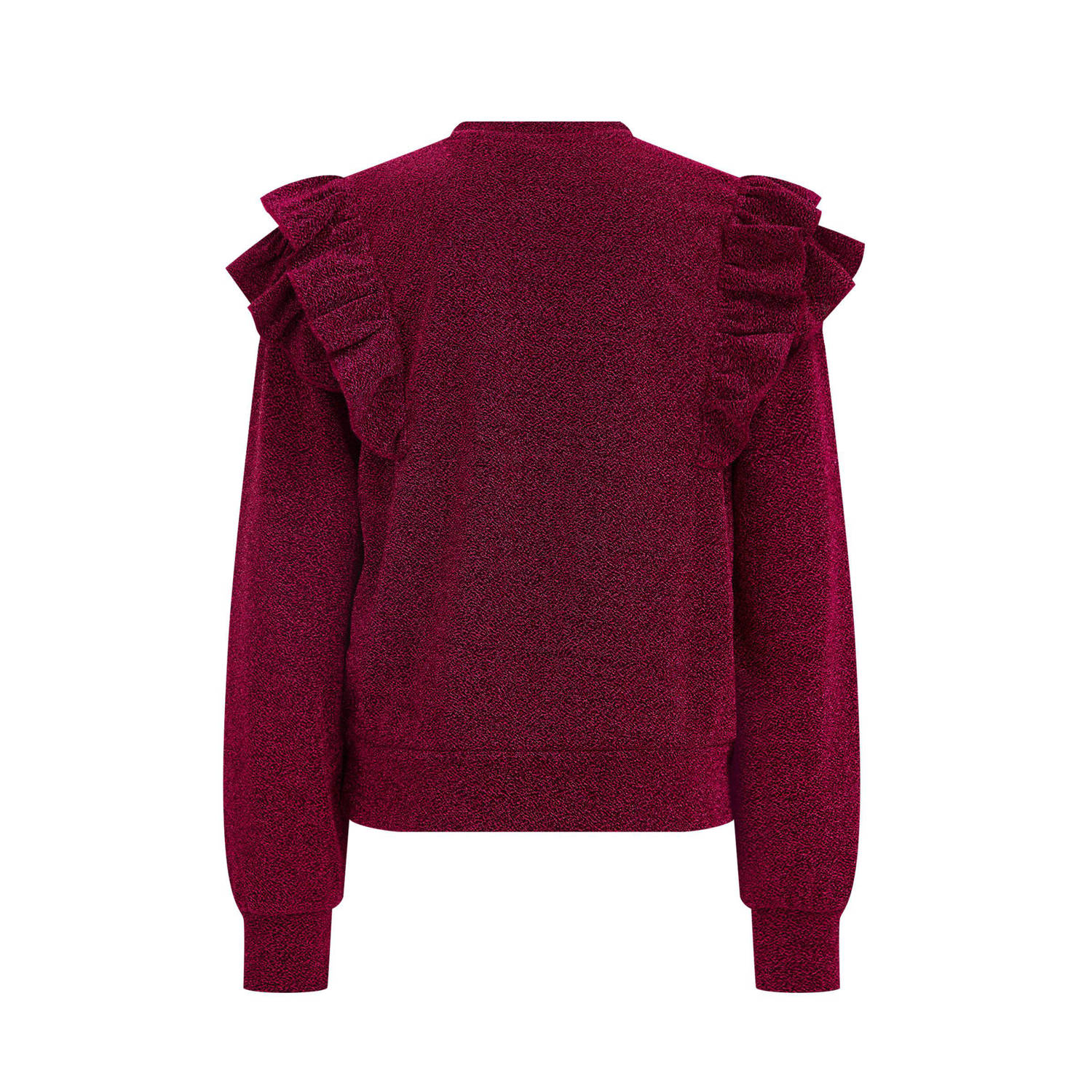 WE Fashion sweater met ruches donkerrood