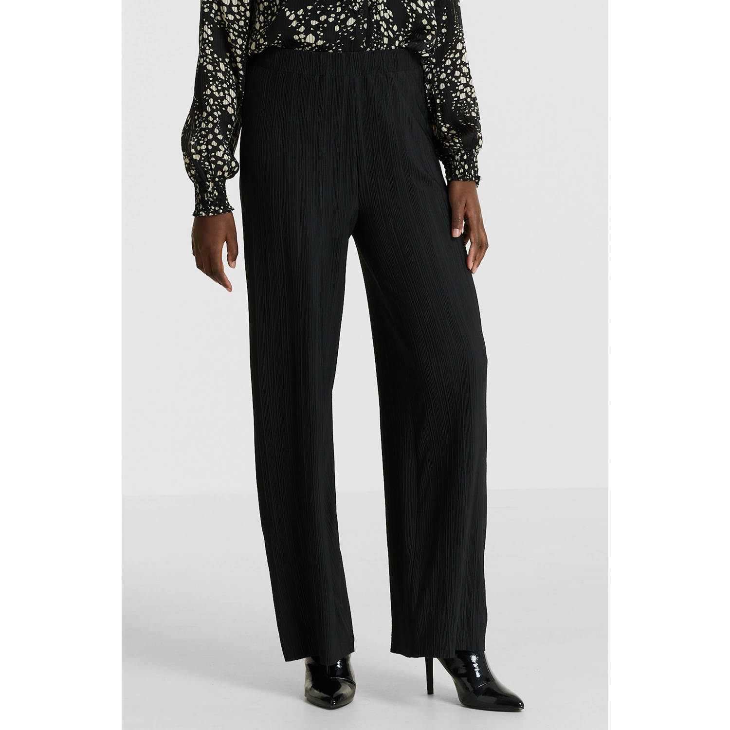 Imagine plisse wide leg broek zwart