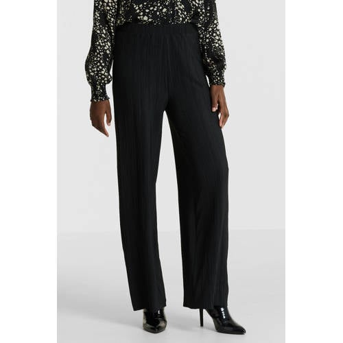Imagine plisse wide leg broek zwart afbeelding