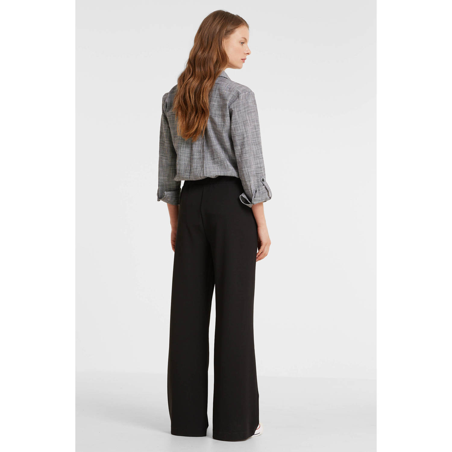 anytime wide leg pantalon zwart