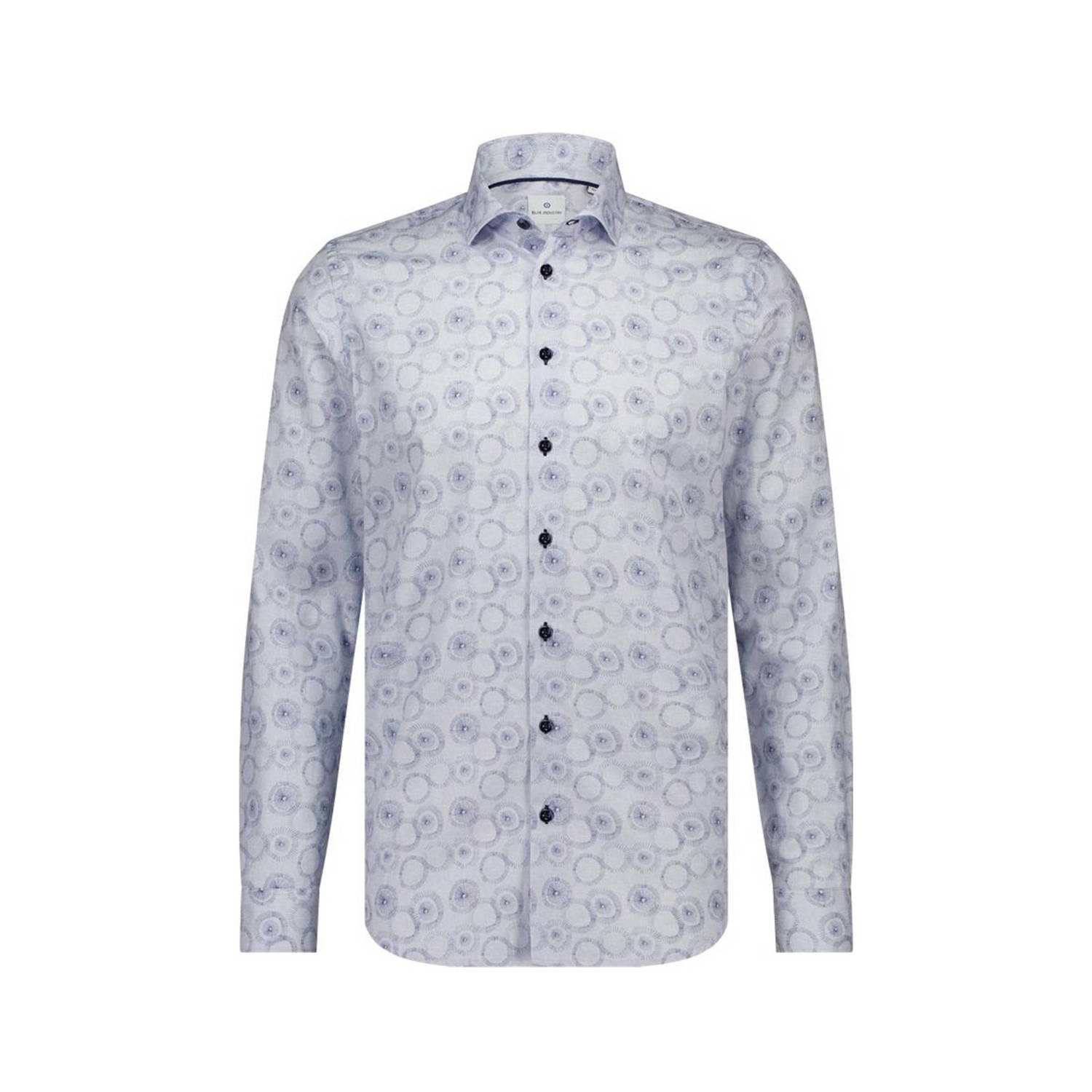 Blue Industry regular fit overhemd met all over print blauw