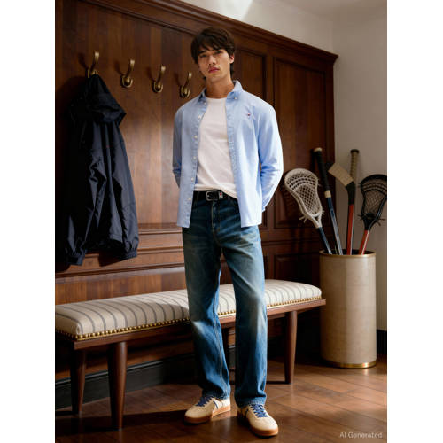 Tommy Jeans slim fit overhemd met katoen perfume blue afbeelding