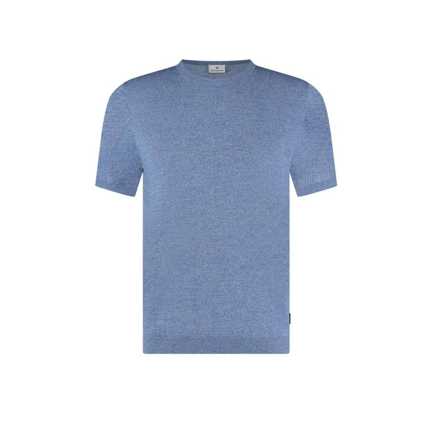 Blue Industry Knitted T-Shirt Melange Blauw