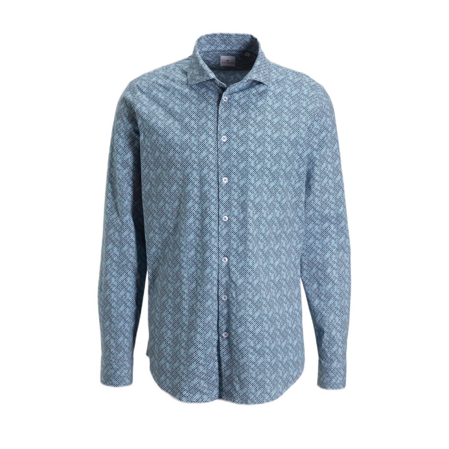 Blue Industry slim fit overhemd met all over print ocean