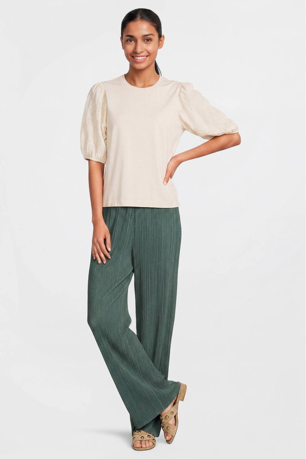 Imagine plisse wide leg broek khaki