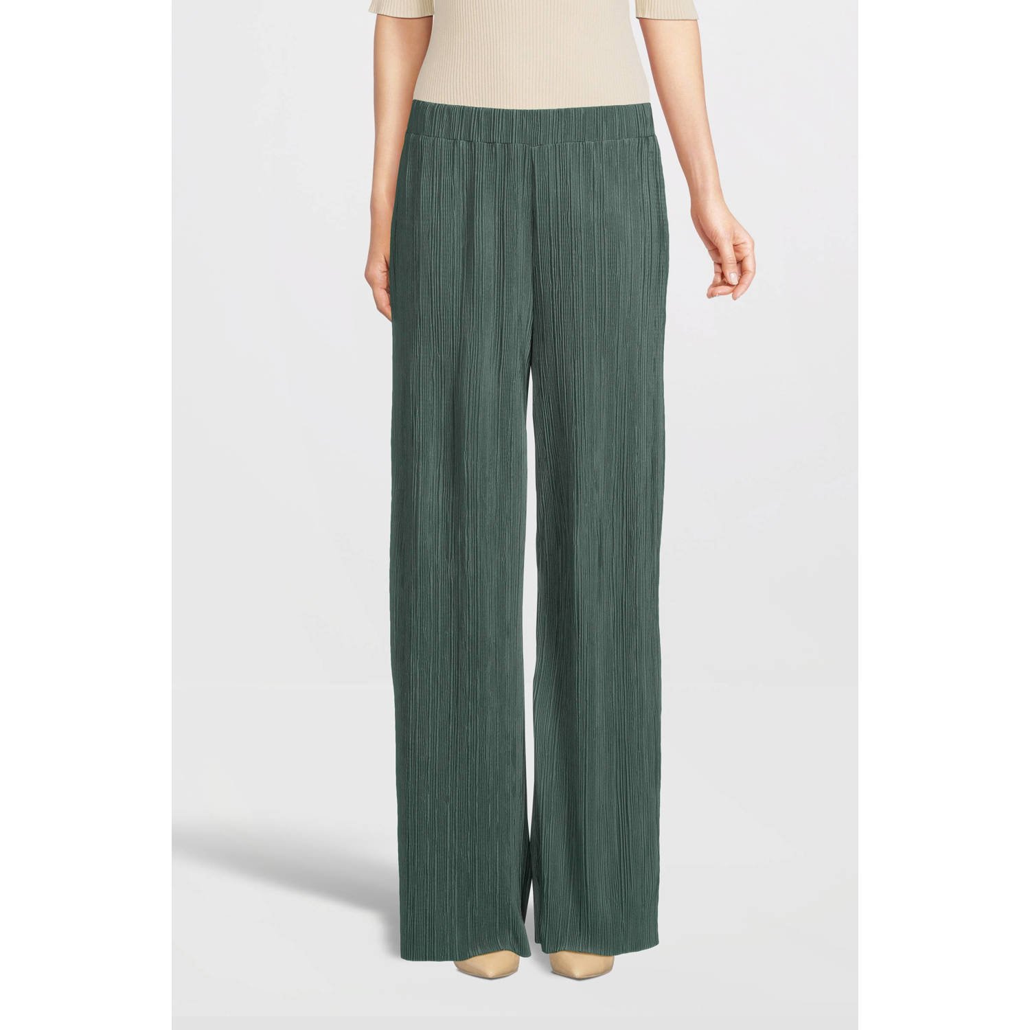 Imagine plisse wide leg broek khaki