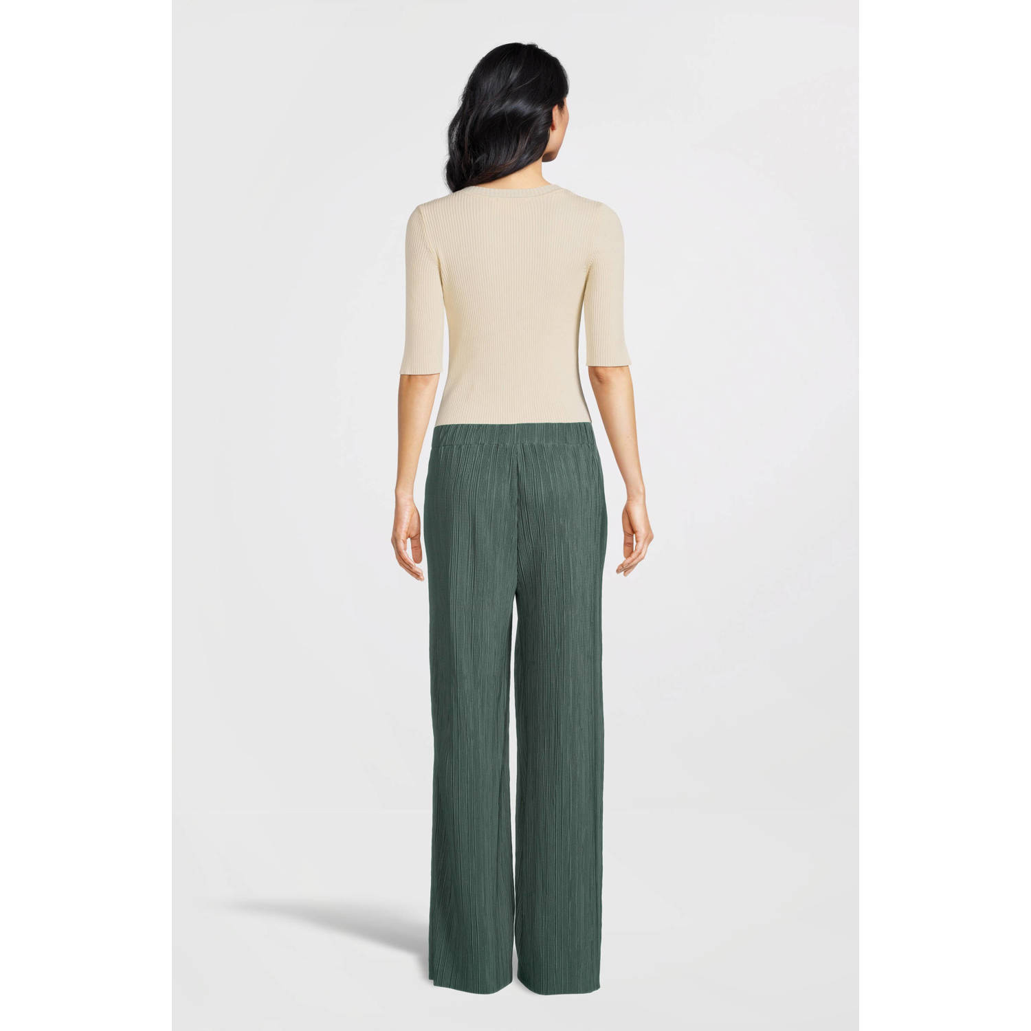 Imagine plisse wide leg broek khaki