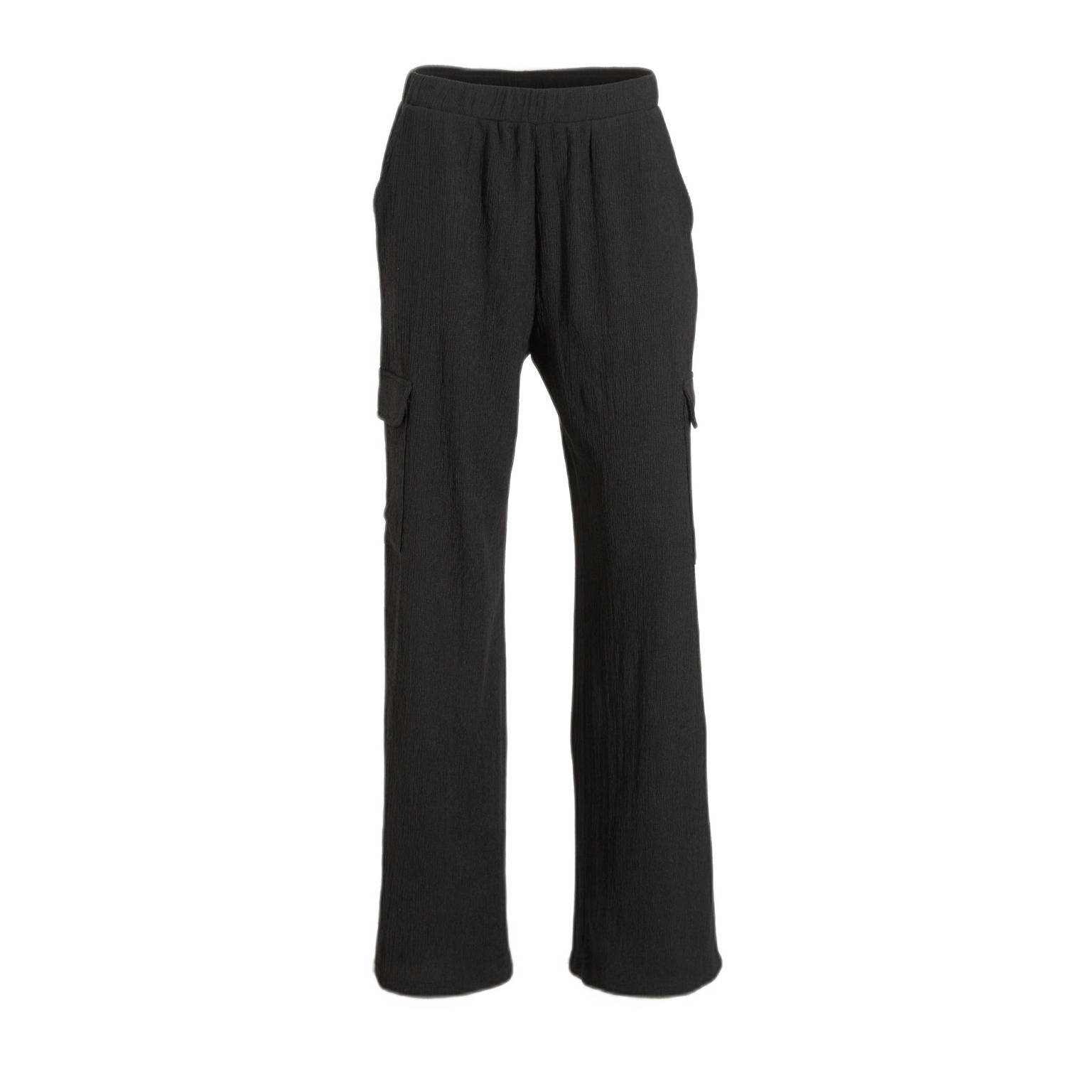 Anytime wide leg cargo broek zwart