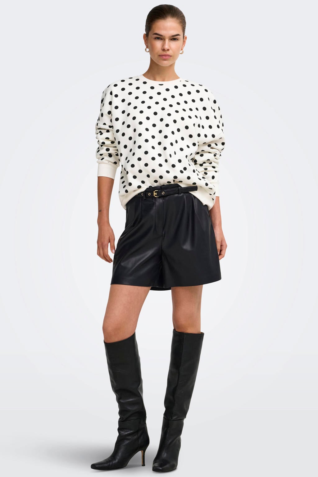 ONLY imitatieleren regular fit short ONLHEIDI zwart