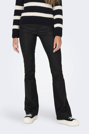 coated flared broek ONLBLUSH  zwart