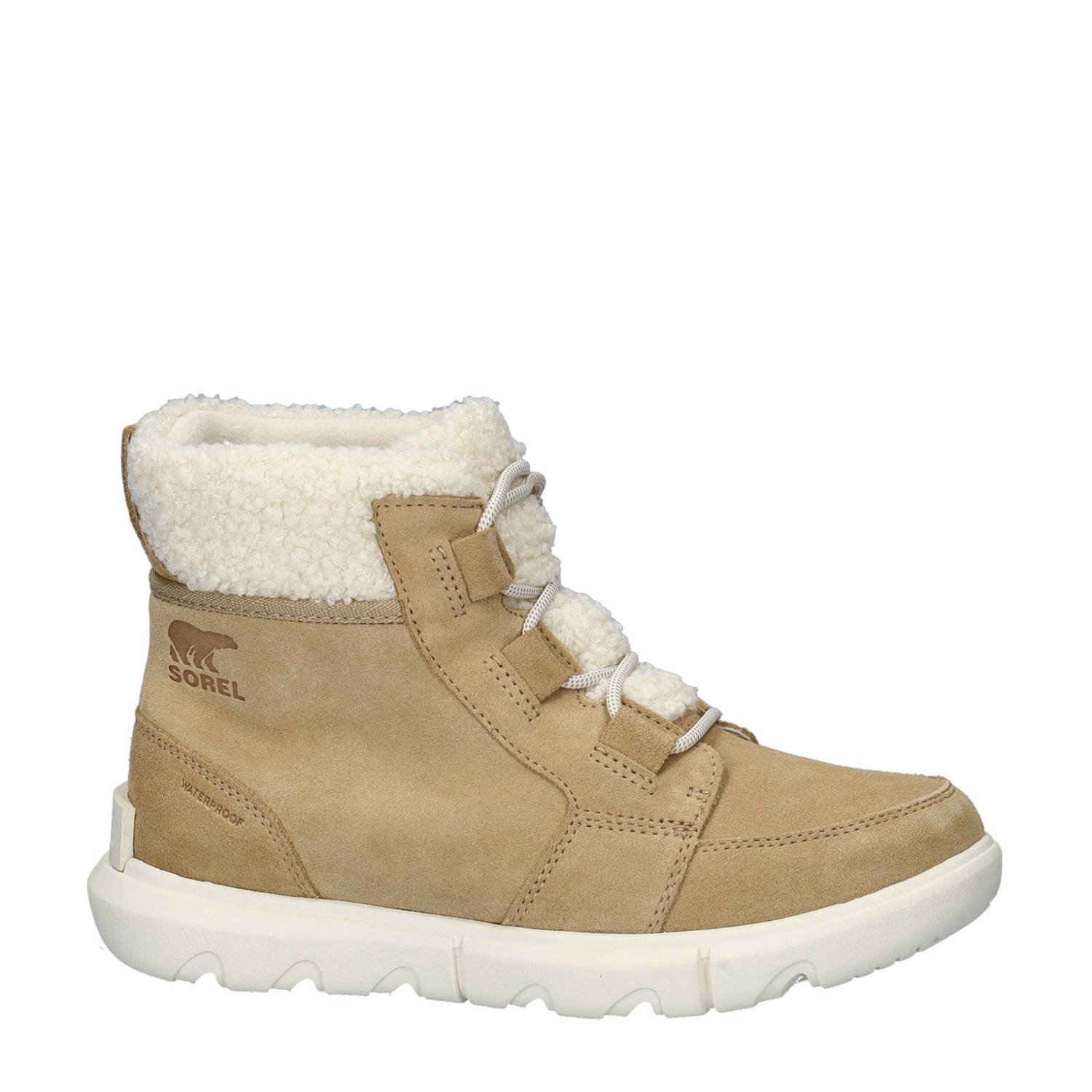 Sorel Explorer Next Carnival gevoerde suède enkelboots beige