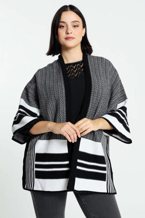 gestreepte kimono zwart/wit
