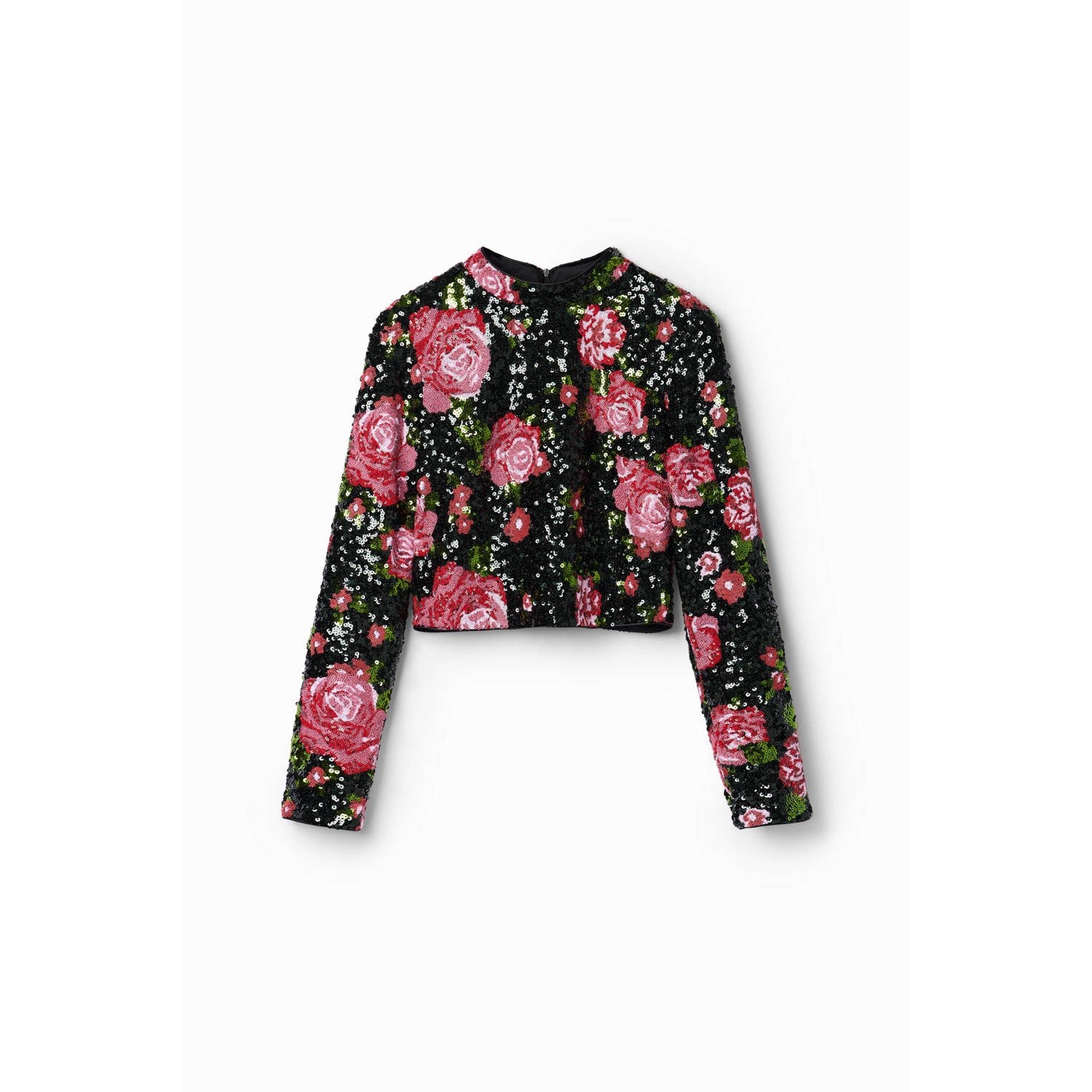 Desigual gebloemde crop top zwart roze