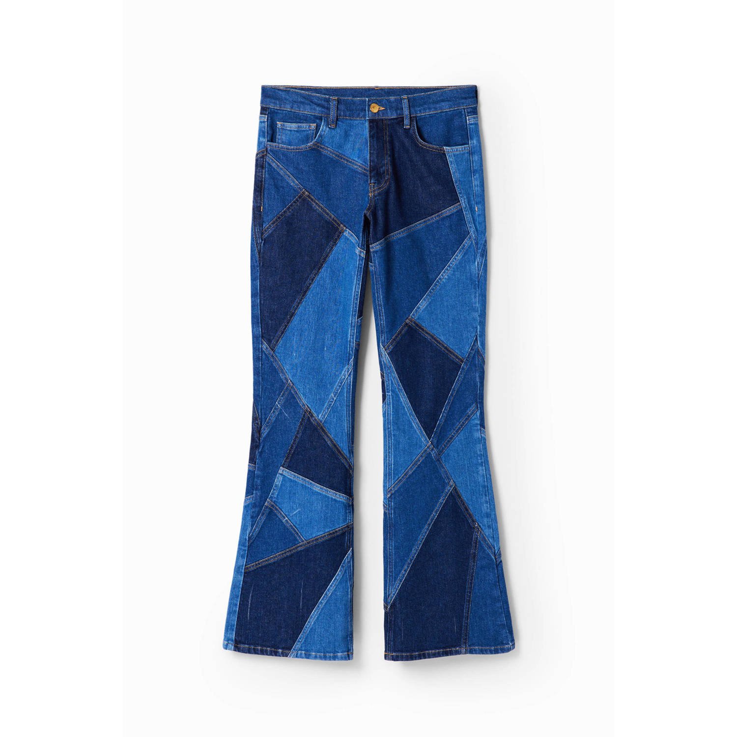 Desigual flared jeans met patches medium blue denim