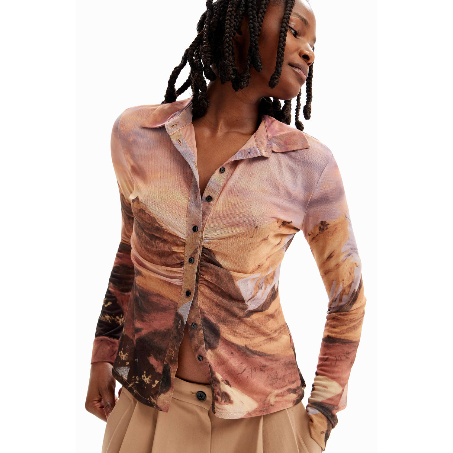 Desigual blouse met all over print oranje