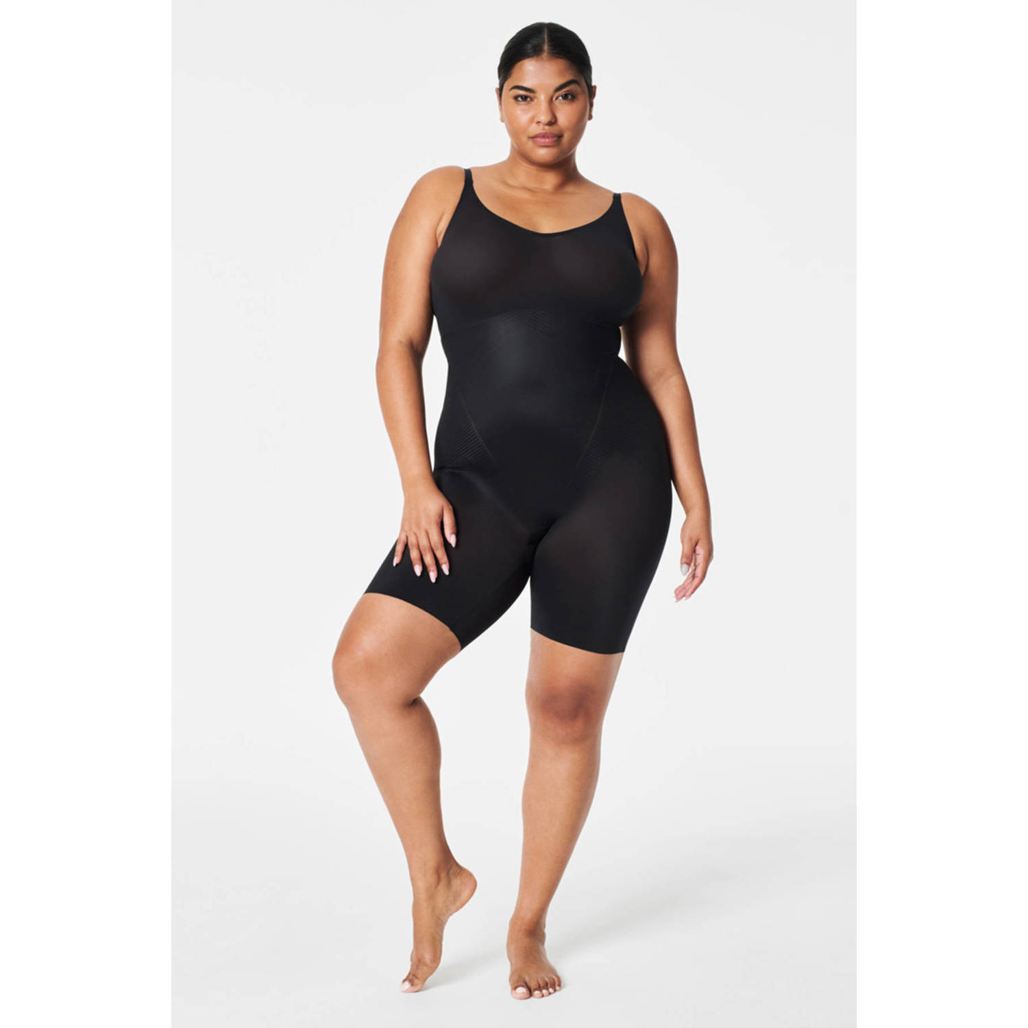 SPANX Thinstincts 2.0 medium corrigerende Closed-Bust Mid-Thigh bodysuit zwart