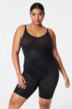 medium corrigerende Closed-Bust Mid-Thigh bodysuit zwart