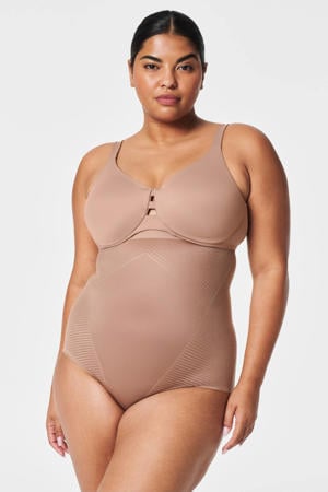 high waist medium corrigerende slip donkerbeige