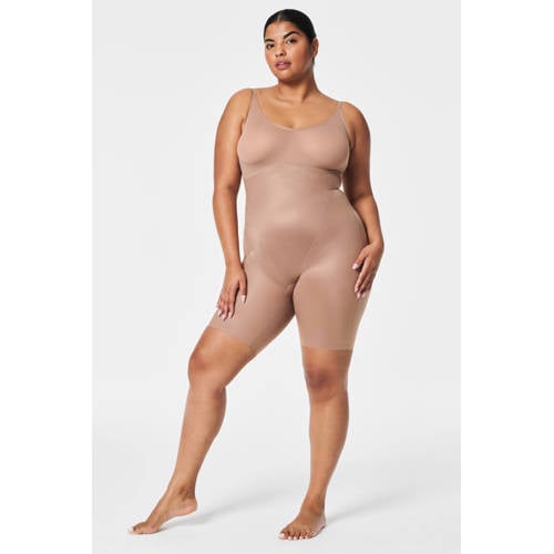 SPANX Thinstincts 2.0 medium corrigerende Closed-Bust Mid-Thigh bodysuit donkerbeige afbeelding