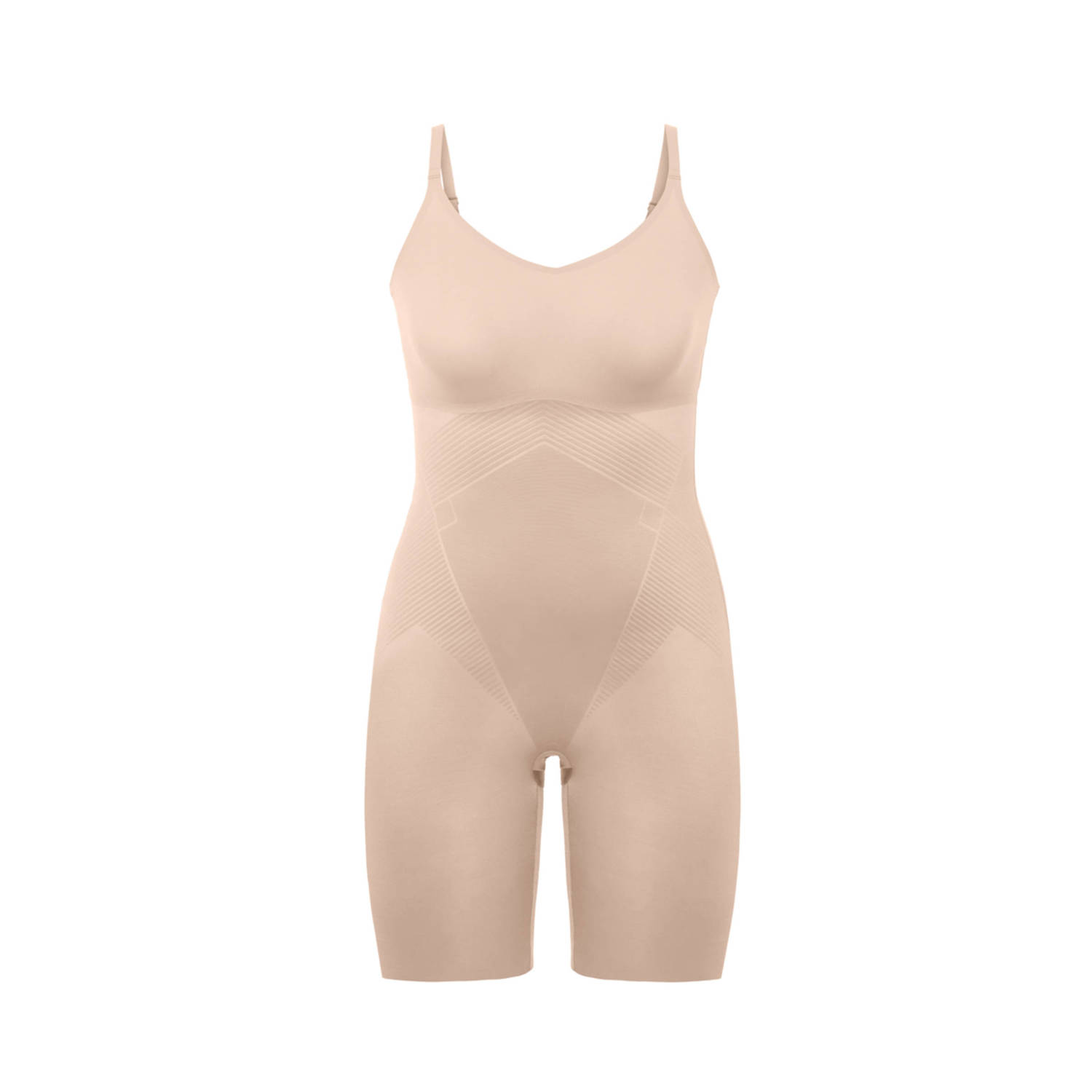 SPANX Thinstincts 2.0 medium corrigerende Closed-Bust Mid-Thigh bodysuit beige