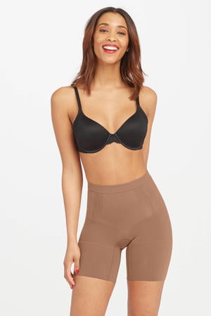 sterk corrigerende Mid-Thigh short donkerbeige