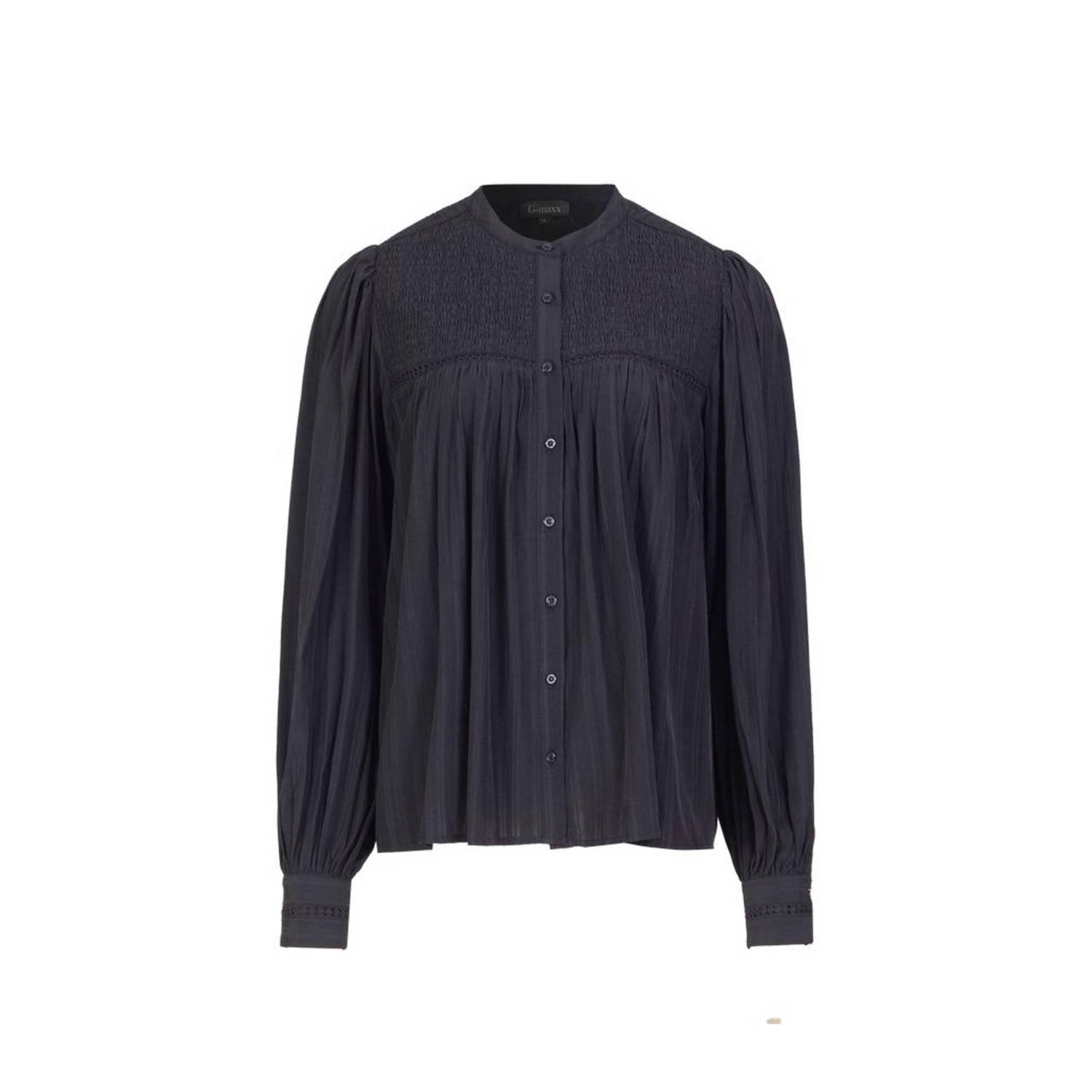 G-maxx blouse Breeze met open detail zwart