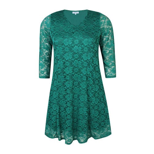 Zhenzi gebloemde semi-transparante A-lijn jurk groen